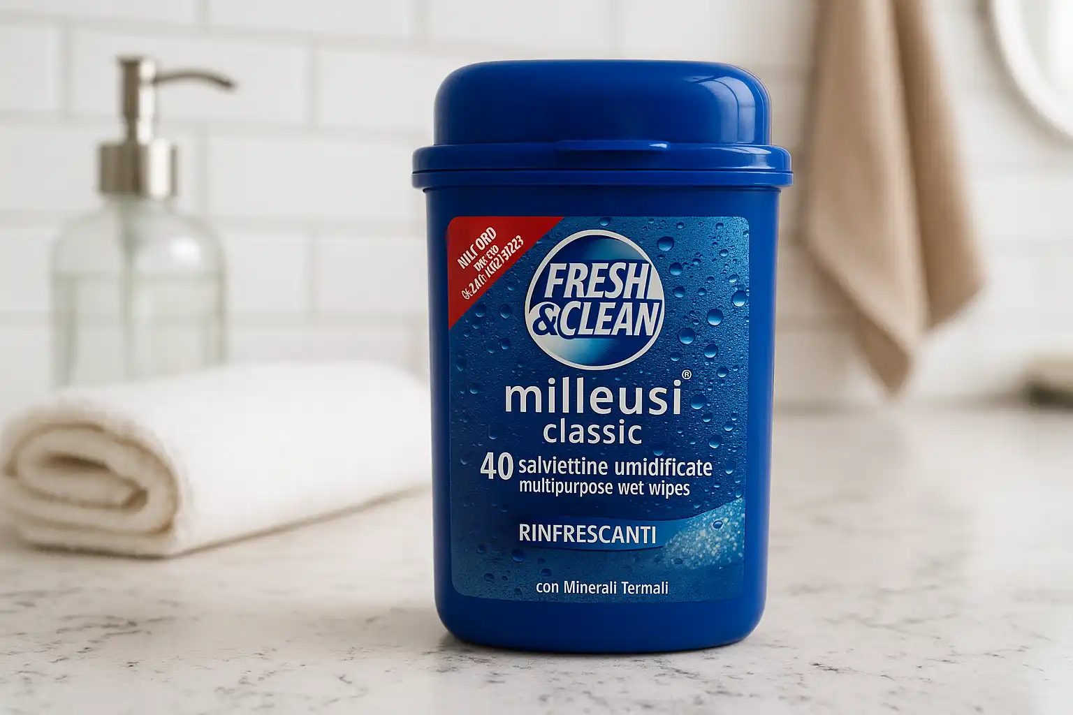 24x Fresh&Clean Salviettine Milleusi Classic 40pz – Con Minerali Termali