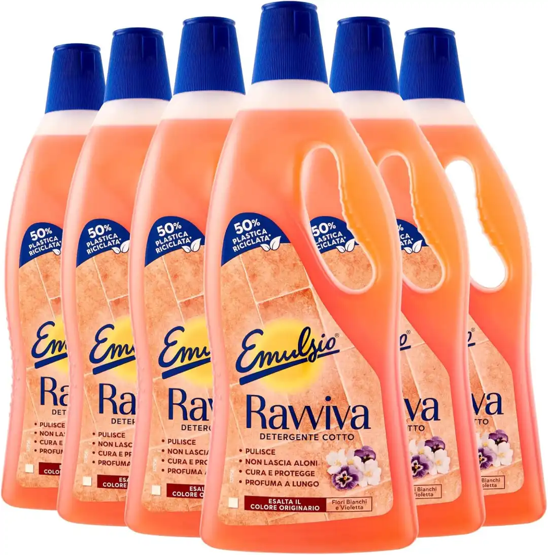 6x Emulsio Ravviva Cotto 750ml – Detergente Pavimenti Fiori Bianchi e Violetta