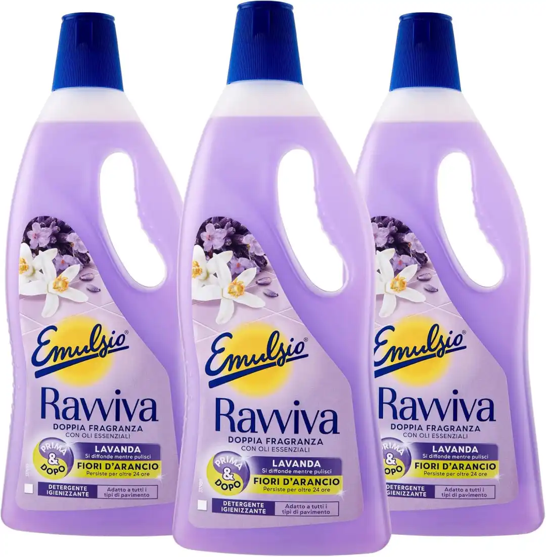 3x Emulsio Ravviva Pavimenti 750ml – Lavanda e Fiori d’Arancio, Igienizzante