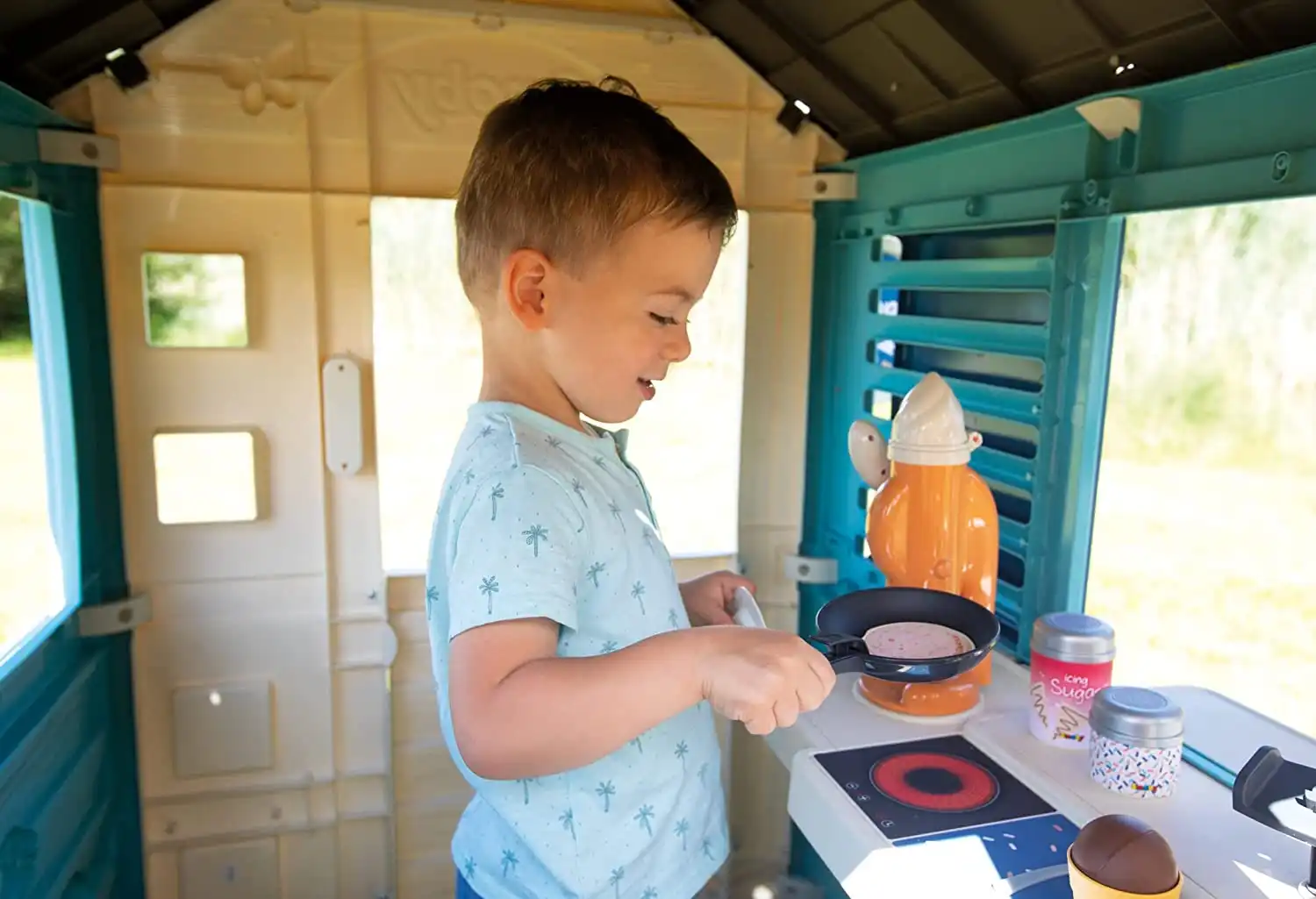 Smoby Casetta Sweety Corner Gelateria Casa Bambini da Giardino con 18 Accessori