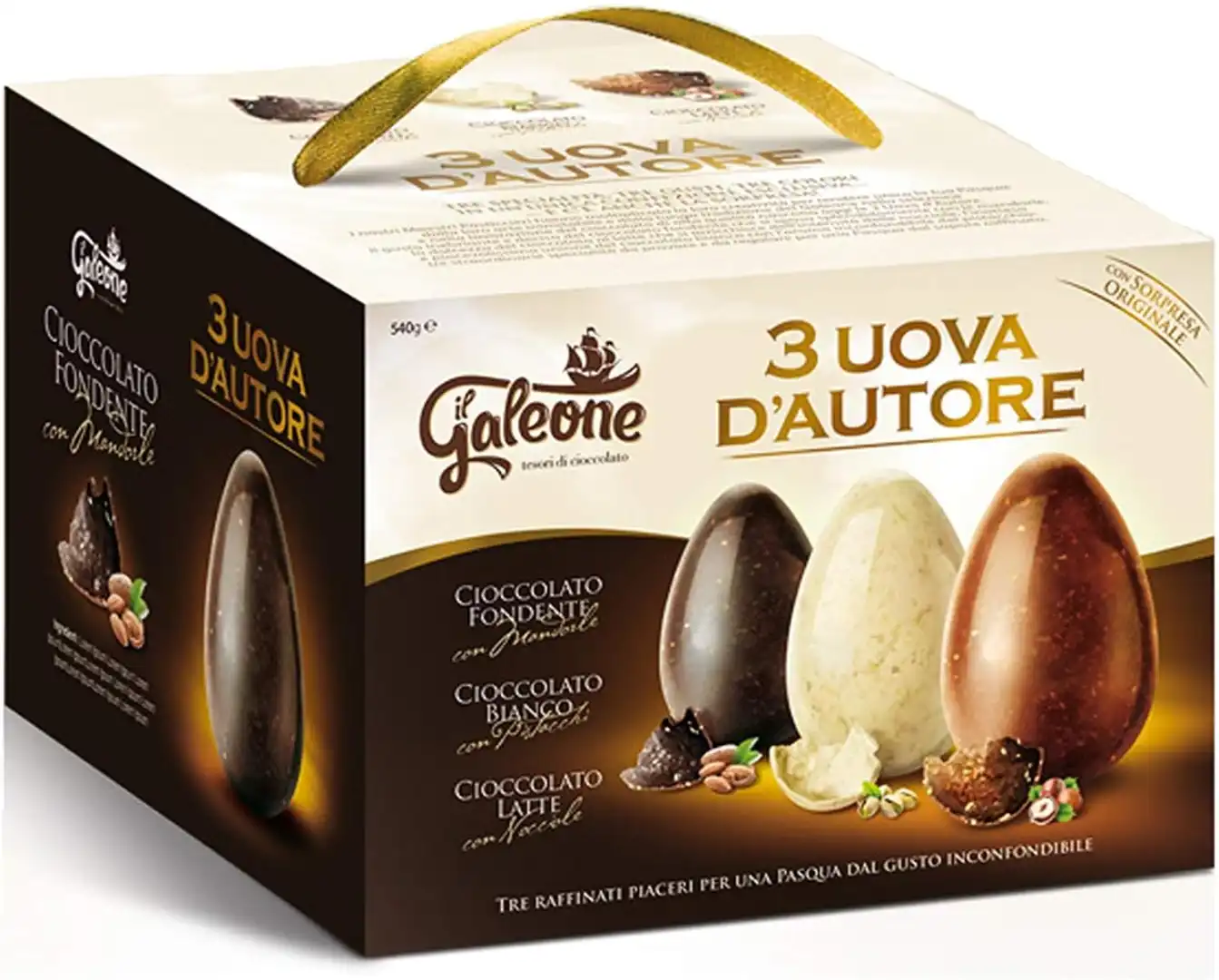 Galeone Uova d’Autore 180g x3 – Cioccolato Pregiato in Tre Varianti Golose