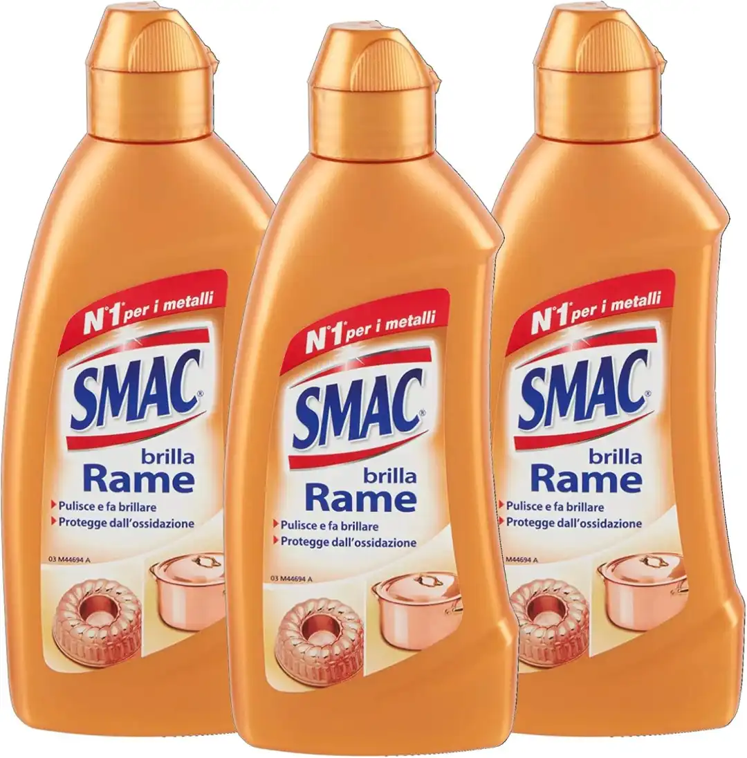 3X Smac Brilla Rame 250ml Crema Detergente Lucida Protegge Metalli Professionale