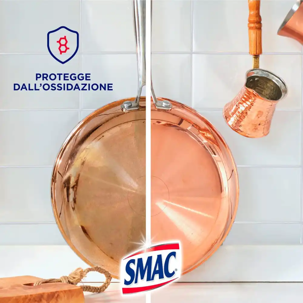 3X Smac Brilla Rame 250ml Crema Detergente Lucida Protegge Metalli Professionale