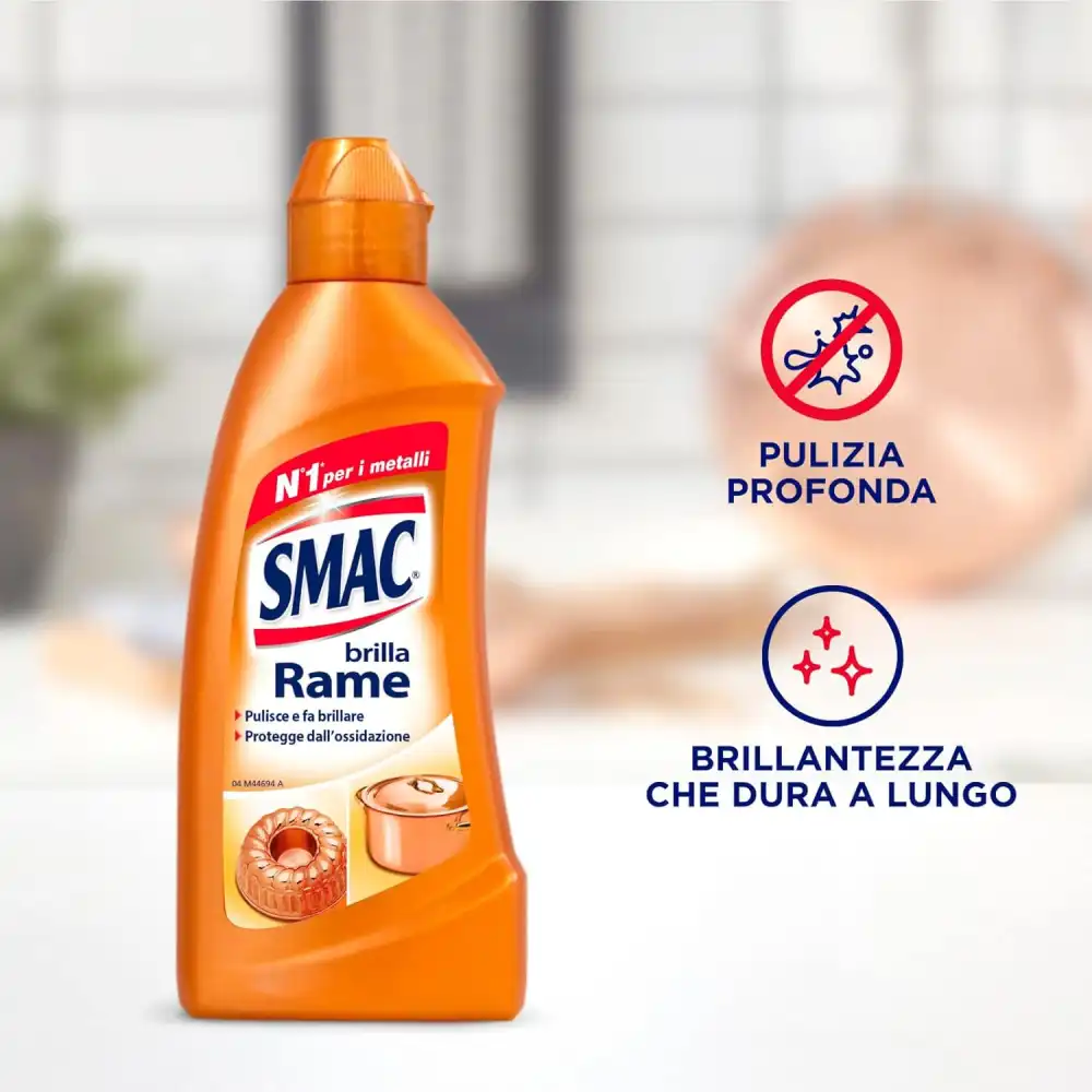 3X Smac Brilla Rame 250ml Crema Detergente Lucida Protegge Metalli Professionale