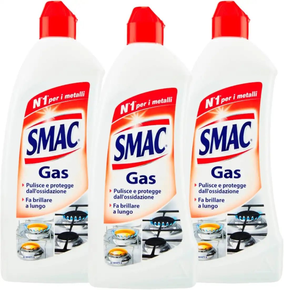 3x Smac Gas Detergente Piastre Fornelli 500ml Pulente Brillante Anti Annerimento