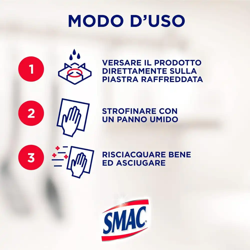 3x Smac Gas Detergente Piastre Fornelli 500ml Pulente Brillante Anti Annerimento