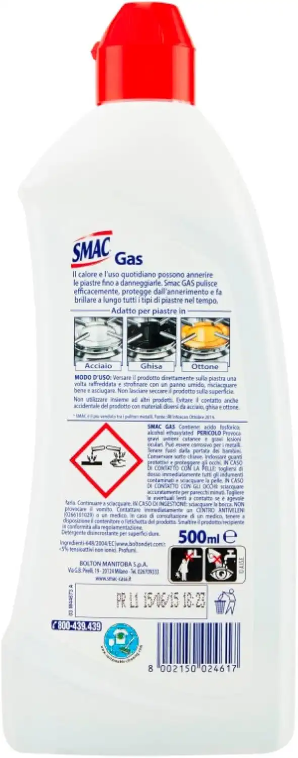 3x Smac Gas Detergente Piastre Fornelli 500ml Pulente Brillante Anti Annerimento