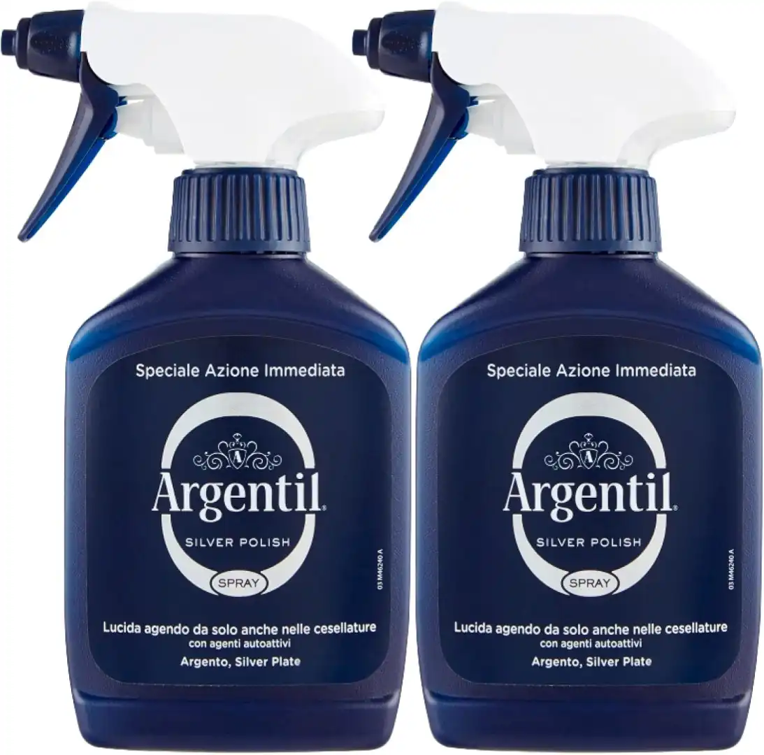 Argentil Detergente per Argento Spray, Lucidante e Antiossidante, 150ml x2