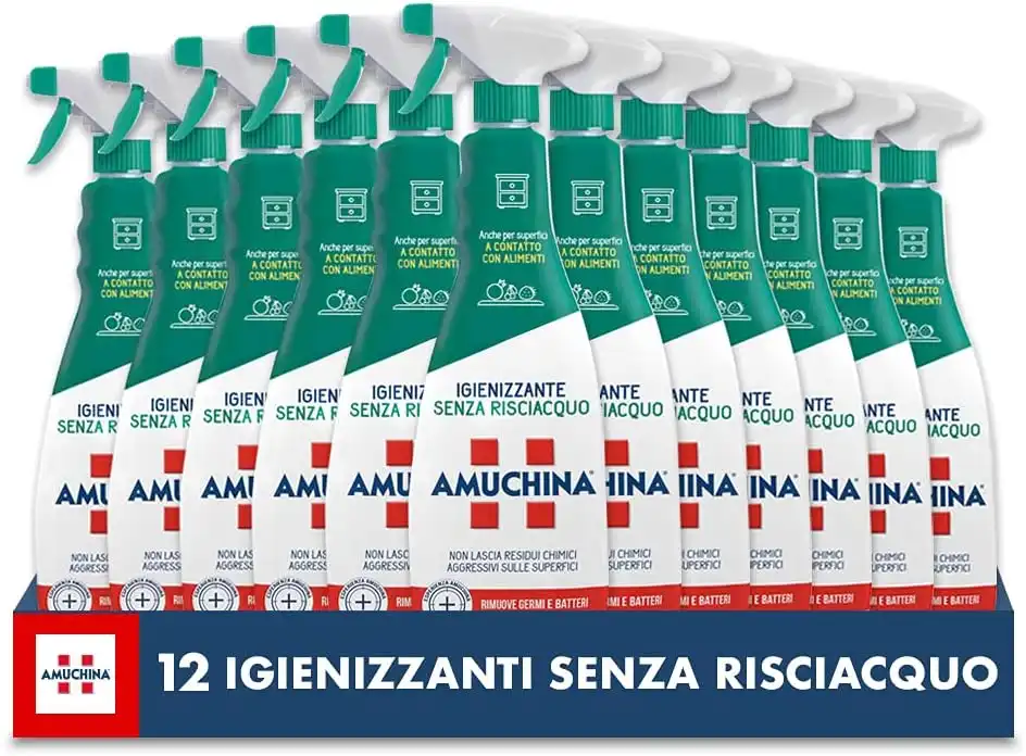 Amuchina Spray Igienizzante 750ml - Confezione da 12, Senza Risciacquo