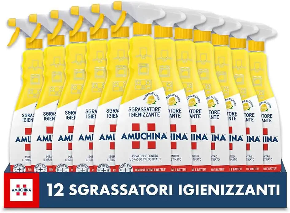 12X Amuchina Sgrassatore Spray Igienizzante Limone 750ml Rimuove Grasso