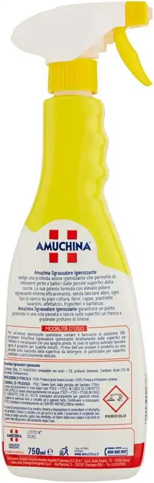 12X Amuchina Sgrassatore Spray Igienizzante Limone 750ml Rimuove Grasso