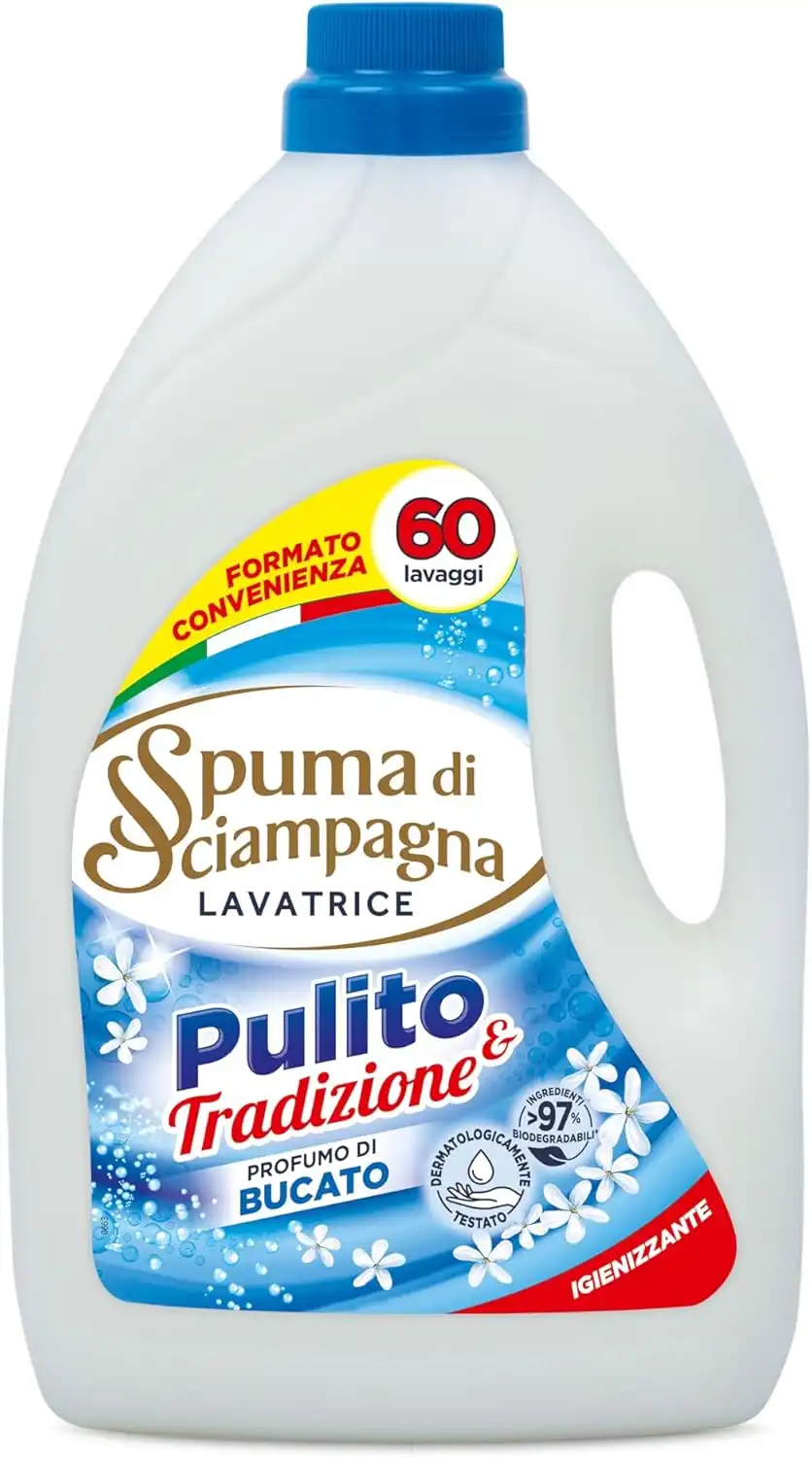 Spuma Di Sciampagna Detersivo Lavatrice Liquido Marsiglia 3000ml 60 Lavaggi