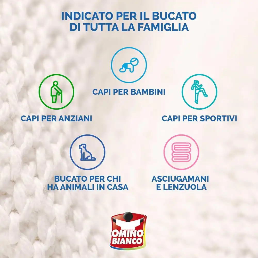 Omino Bianco Additivo Disinfettante Polvere, Smacchia e Elimina Odori, 450g x3