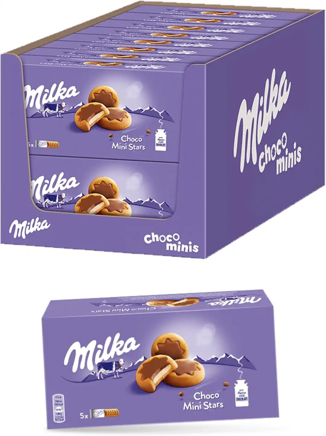 16x Milka Choco Minis 185g Biscotti Ripieni Latte Ricoperti Cioccolato Multipack