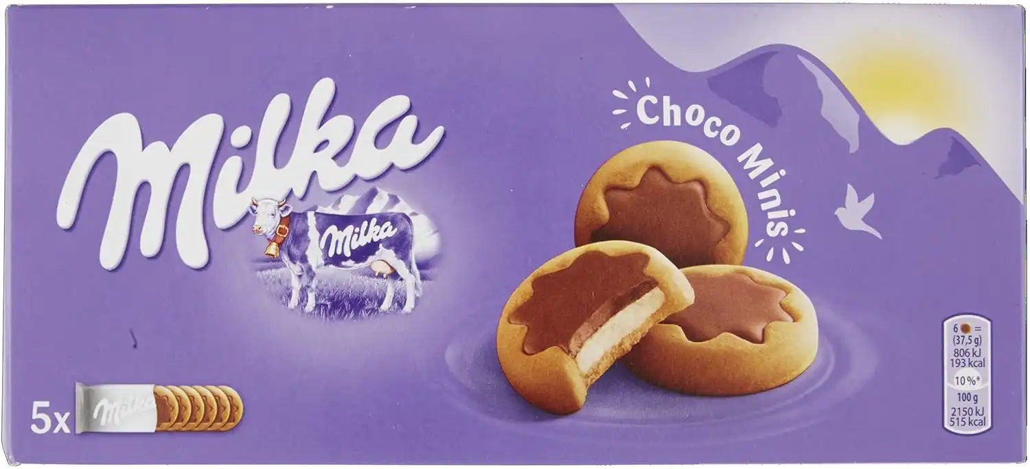 16x Milka Choco Minis 185g Biscotti Ripieni Latte Ricoperti Cioccolato Multipack