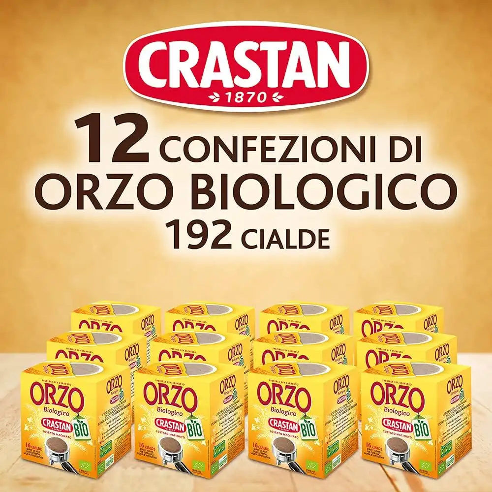 Crastan Cialde Orzo Biologico Espresso 192 Cialde 12x16 Pezzi