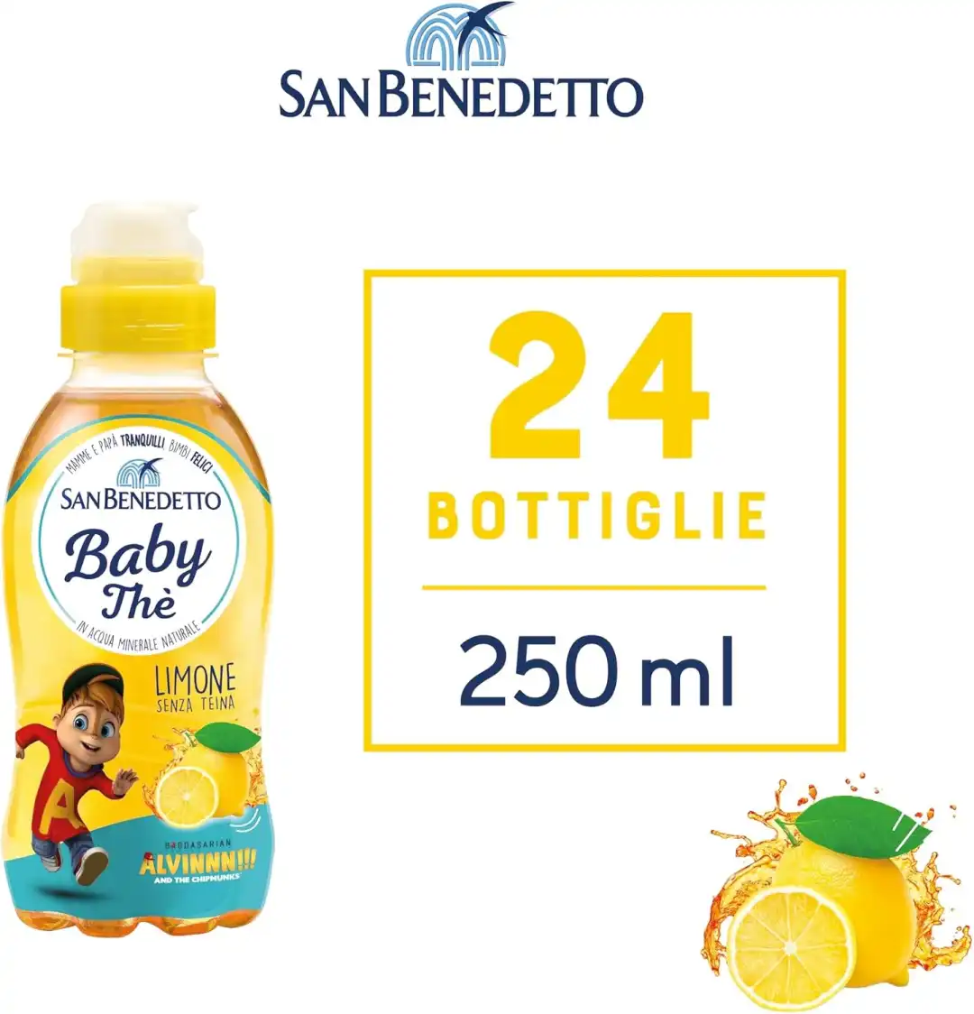 San Benedetto Baby Thè Limone 24x250ml – Bevanda Senza Teina per Bambini