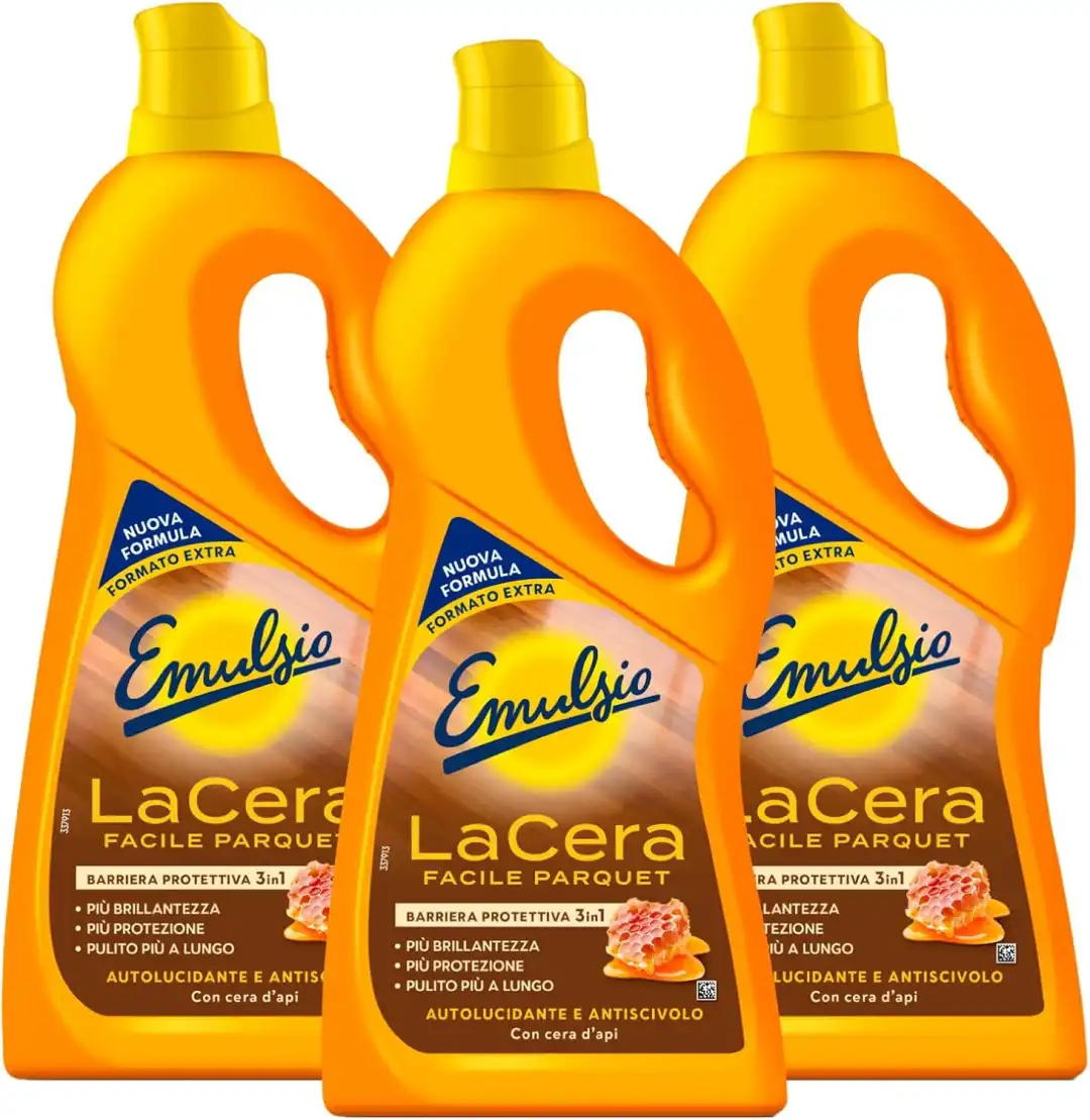 3x Emulsio La Cera Facile Parquet e Legno 725ml – Con Cera d'Api