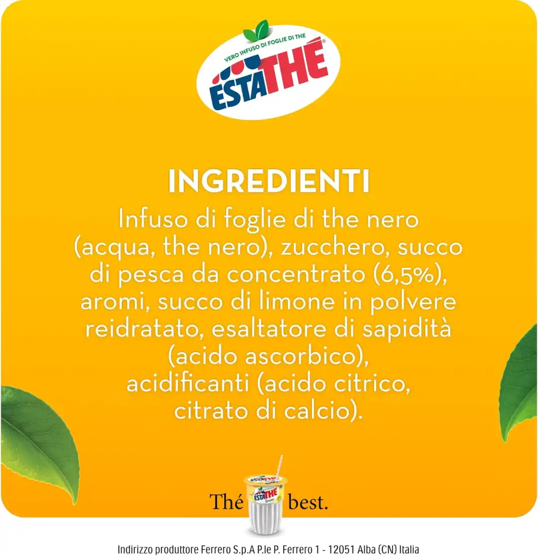 Estathé Pesca con Vero Infuso di Foglie di The e Succo di Pesca 72 x 200 ml