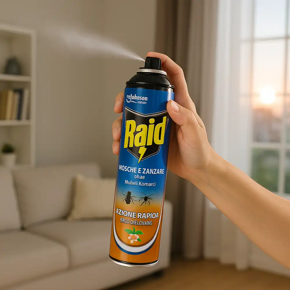 12 X 400 ml - Raid Spray Mosche e Zanzare Plus, Azione Rapida ai Fiori d’Arancio