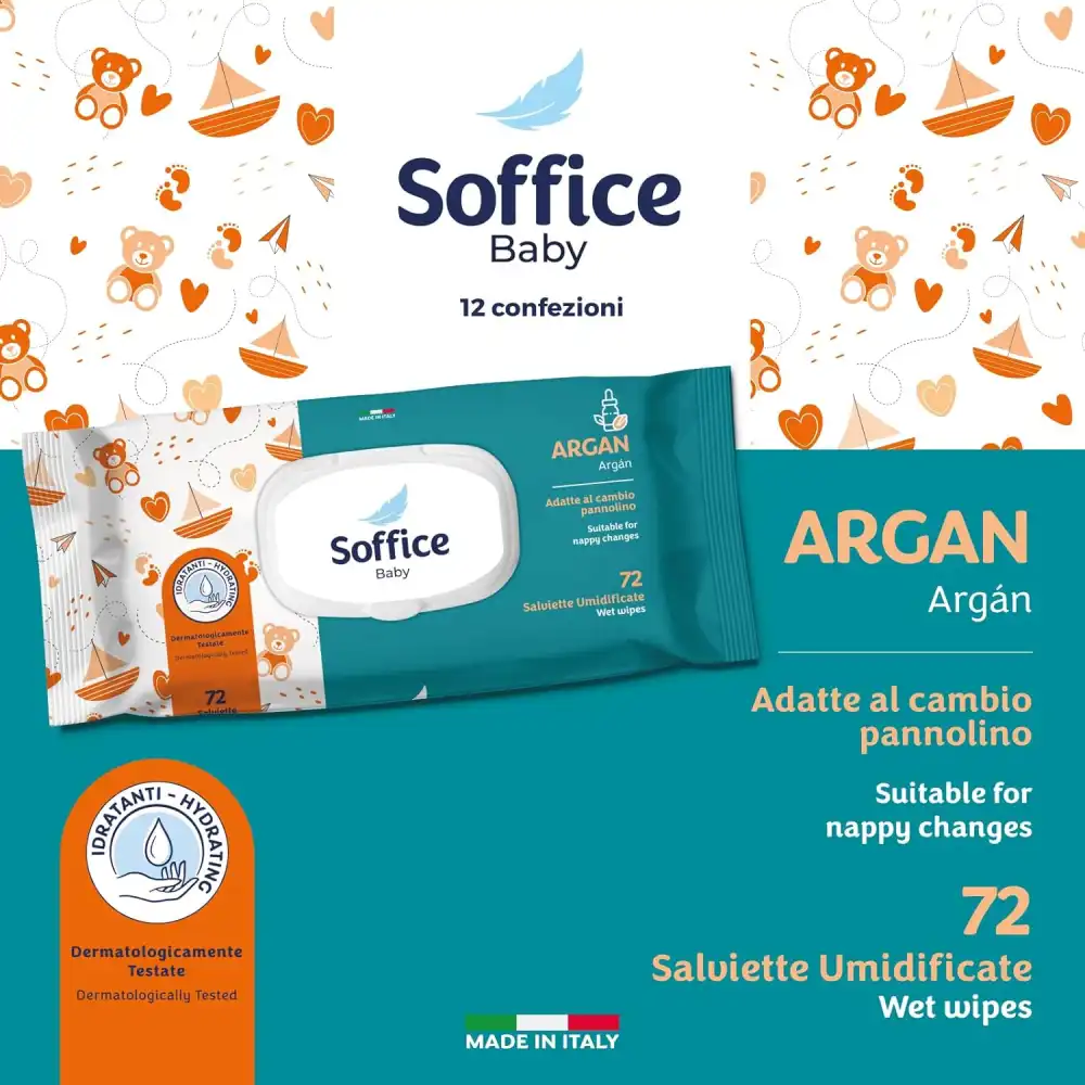 Salviette Umidificate Neonati 864 Pz – Pop-Up Argan, Delicate e Detergenti
