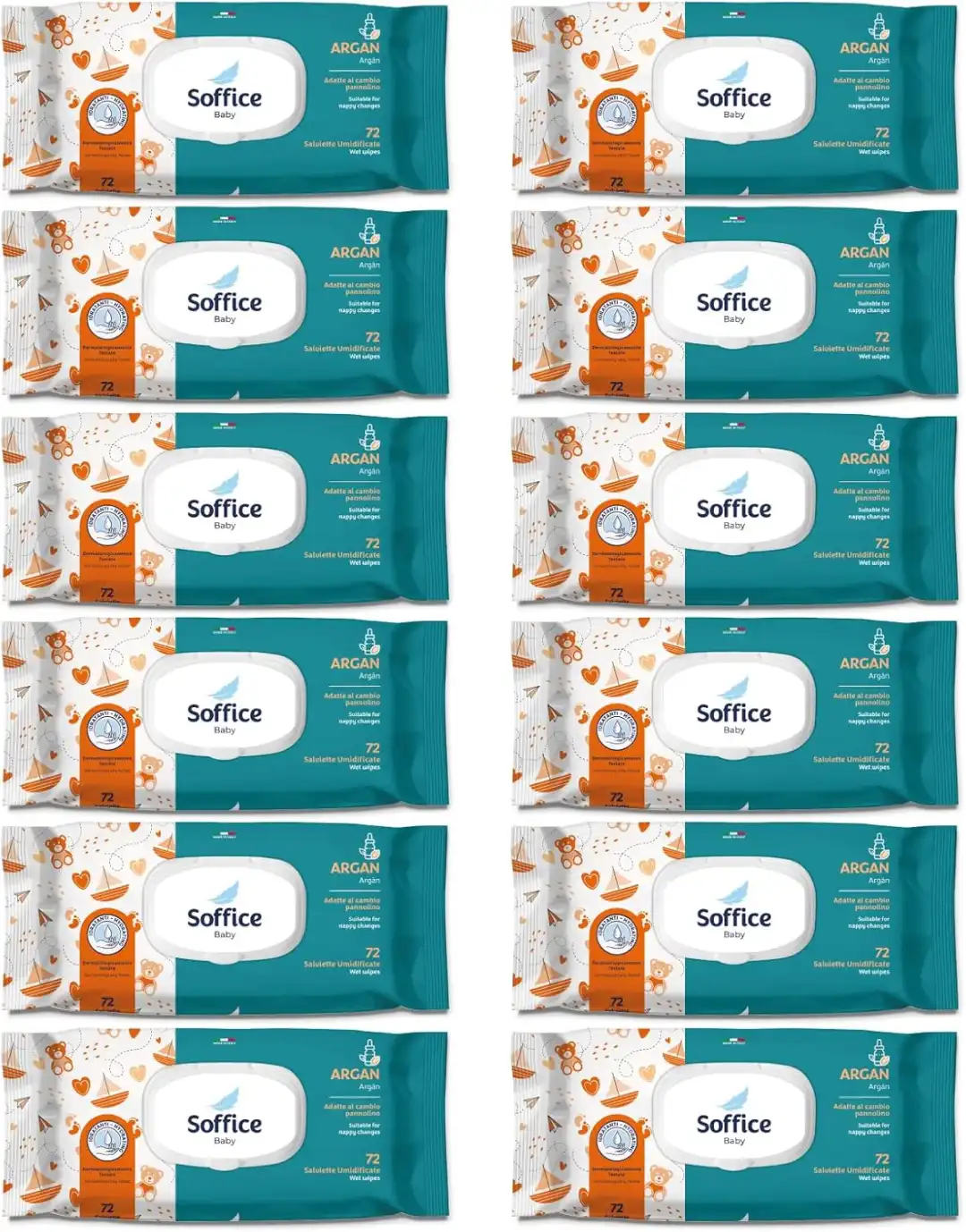 Salviette Umidificate Neonati 864 Pz – Pop-Up Argan, Delicate e Detergenti