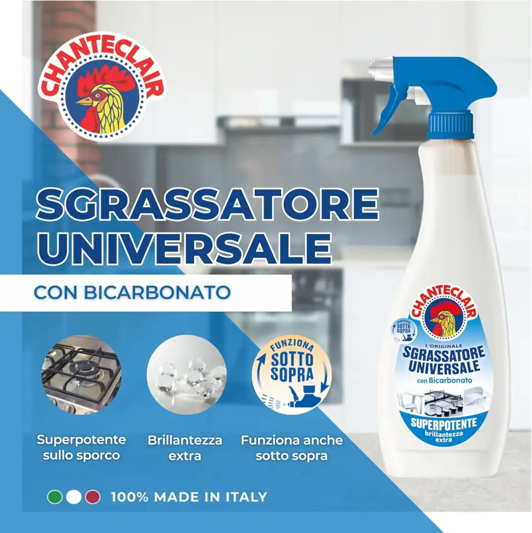 Chanteclair Sgrassatore Universale Bicarbonato Spray 12 Flaconi da 750 ml