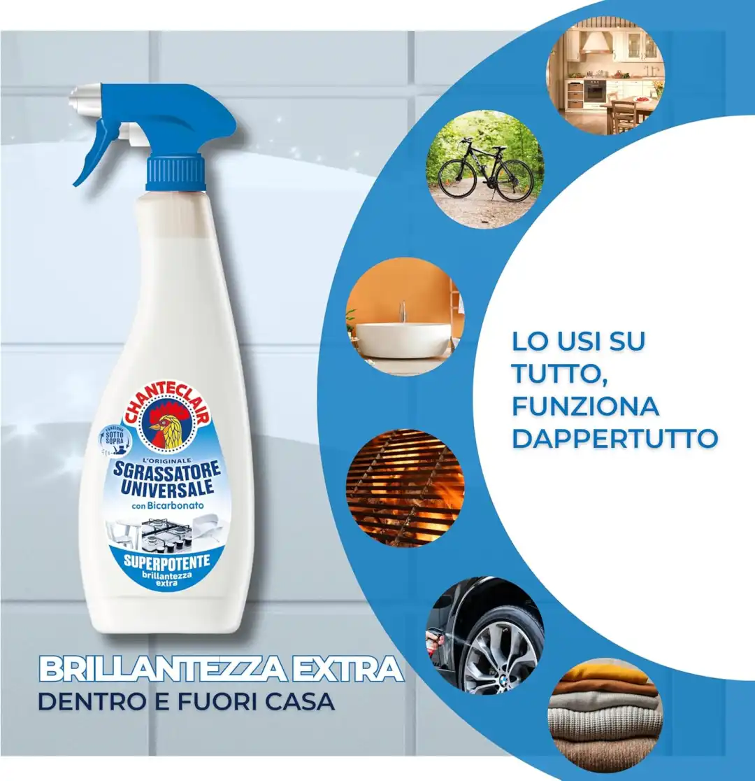 Chanteclair Sgrassatore Universale Bicarbonato Spray 12 Flaconi da 750 ml