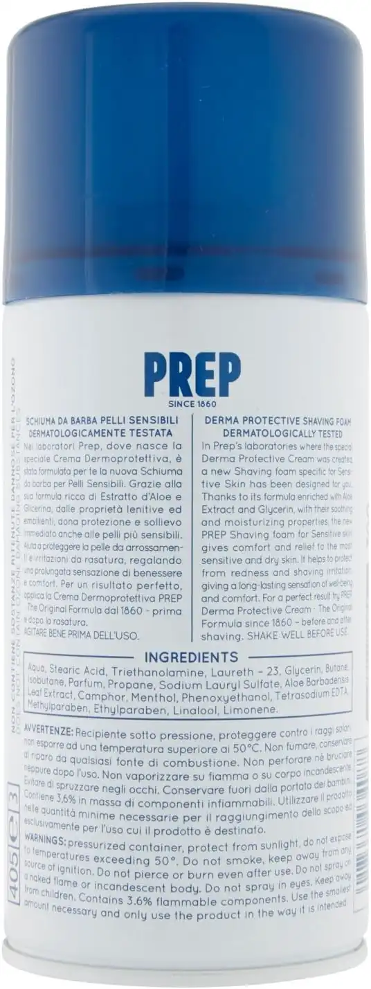 Prep Schiuma da Barba Sensitive Viso Pelle Sensibile Uomo - 300 ml