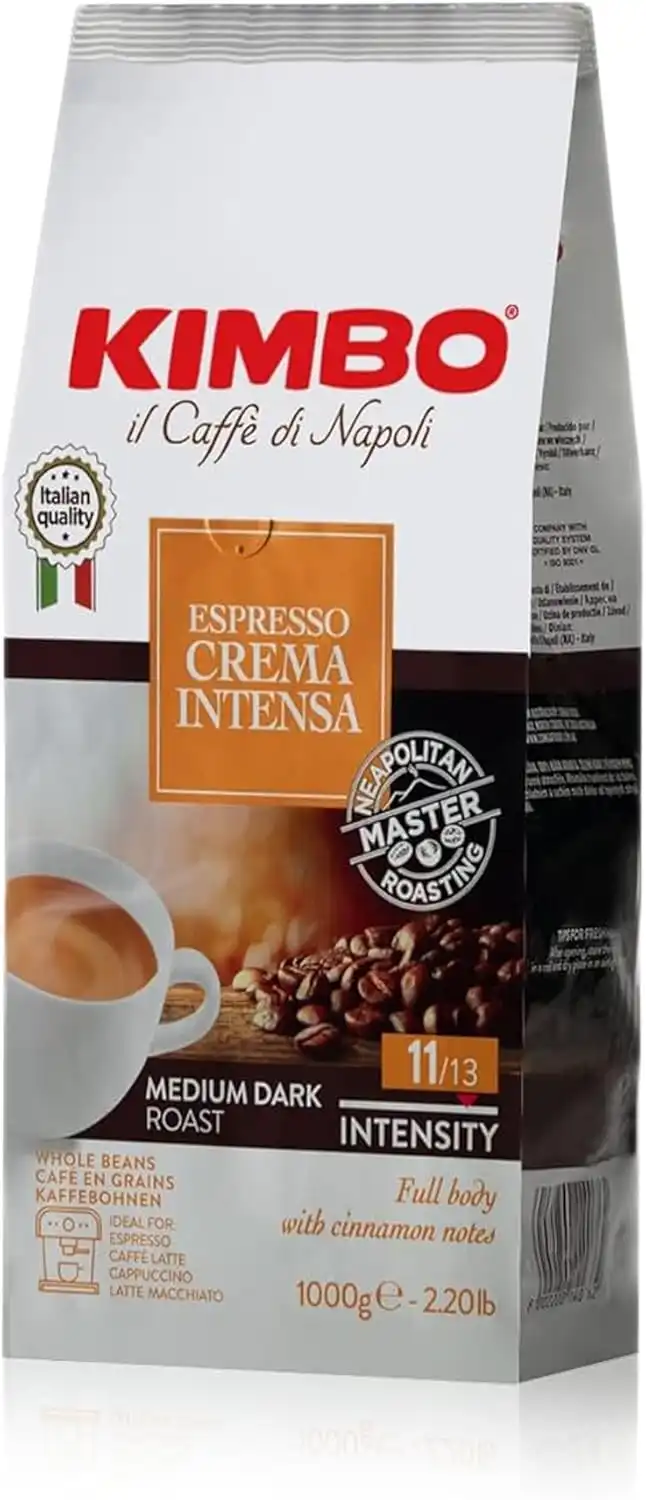 6x Caffè in Grani Kimbo Crema Intensa 6x1kg Aroma Corposo Intensità 11/13