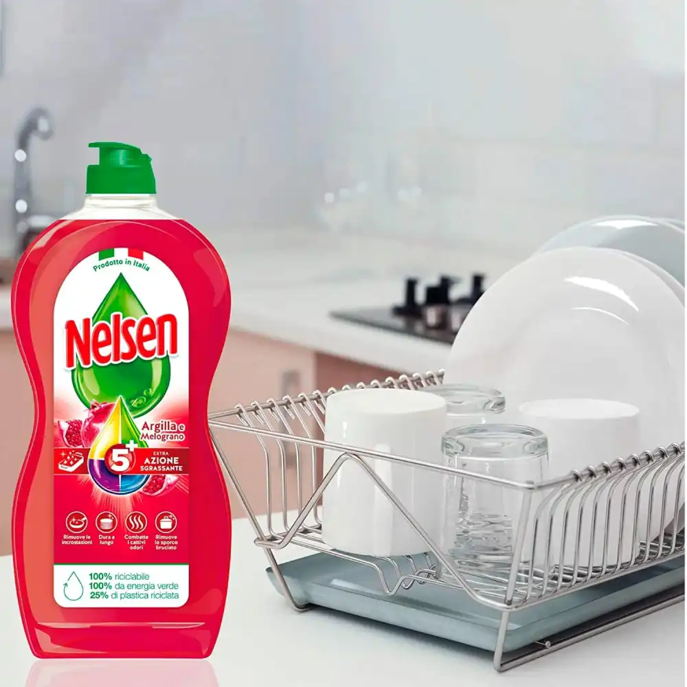 Nelsen Argilla e Melograno Detersivo Liquido Piatti, 6 Flaconi da 900ml
