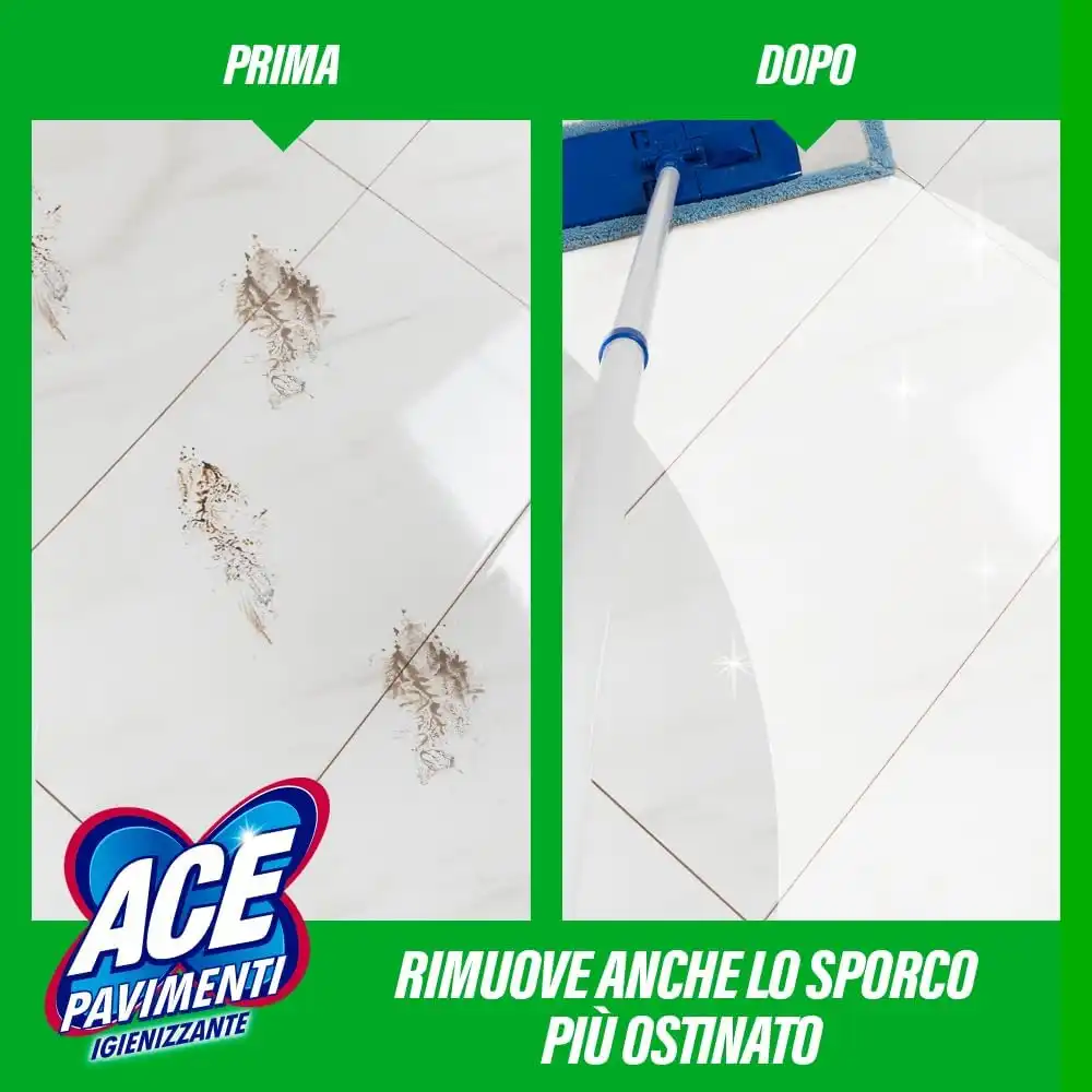 8X Ace Pavimenti Igienizzante Lime Menta 1L Detergente Casa Senza Risciacquo
