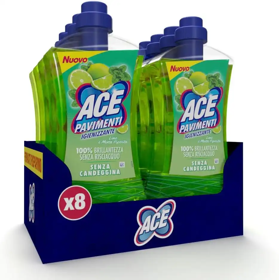 8X Ace Pavimenti Igienizzante Lime Menta 1L Detergente Casa Senza Risciacquo