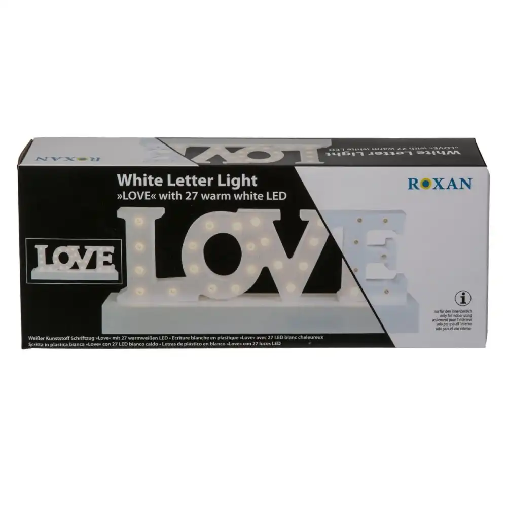 Decorazione Scritta Love in Plastica Bianco con 27 Led Bianco Caldo Arredo Casa