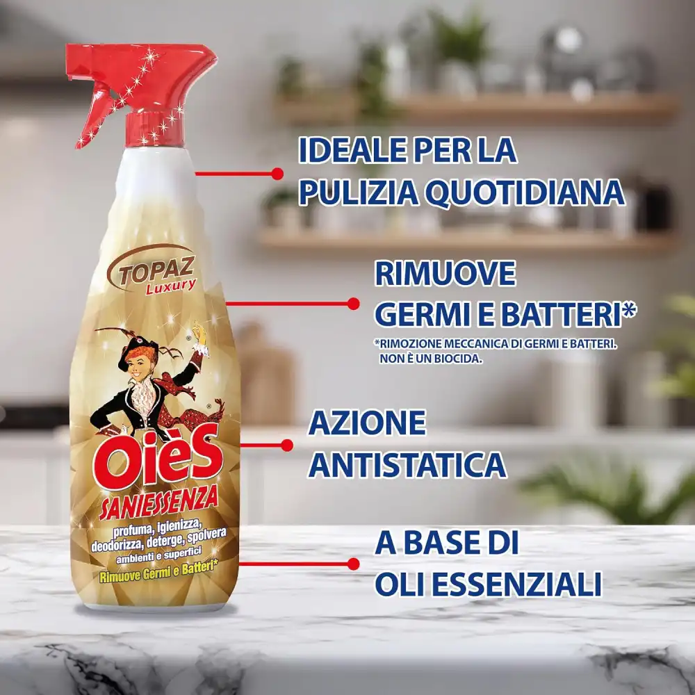 1x OièS Saniessenza Topazio 750ml Spray Multiuso Profuma Igienizza Deodorizza