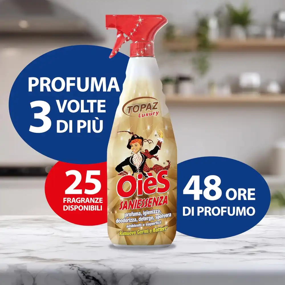 1x OièS Saniessenza Topazio 750ml Spray Multiuso Profuma Igienizza Deodorizza