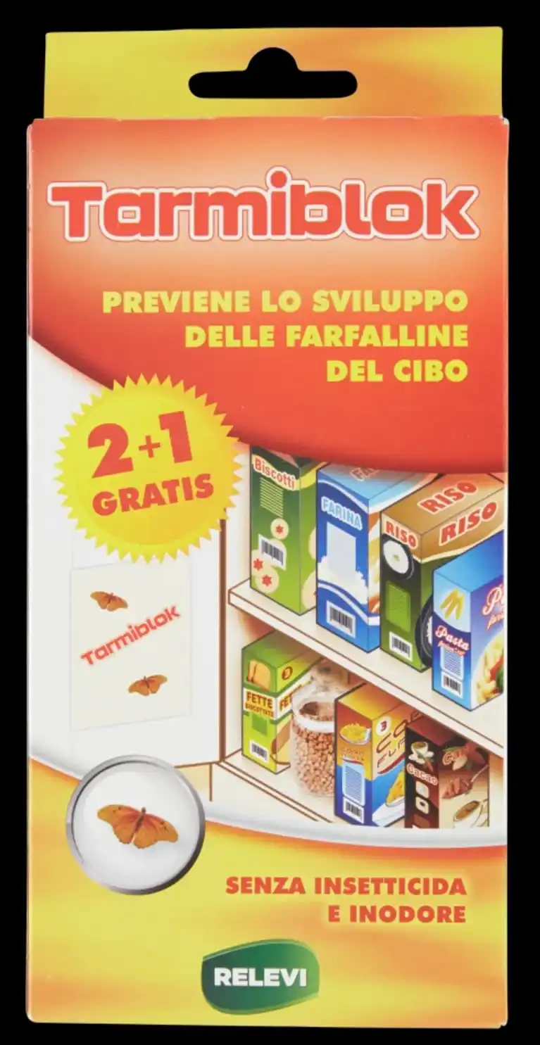 Set 6 Confezioni Relevi Tarmiblok 2+1 Foglietti Anti Farfalline Cibo Tot 18fogli