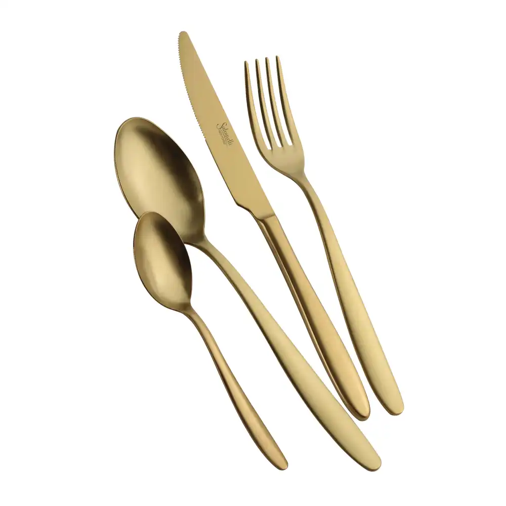 Salvinelli Confezione Servizio Posate 24 Pezzi in Acciaio Inox PVD ORO