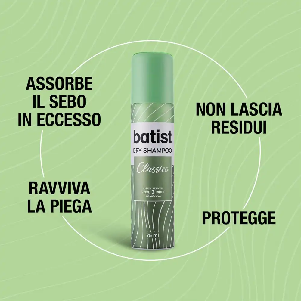 Batist Shampoo Secco Classico 2x75 ml, ravvivante per capelli perfetti in 3 minuti