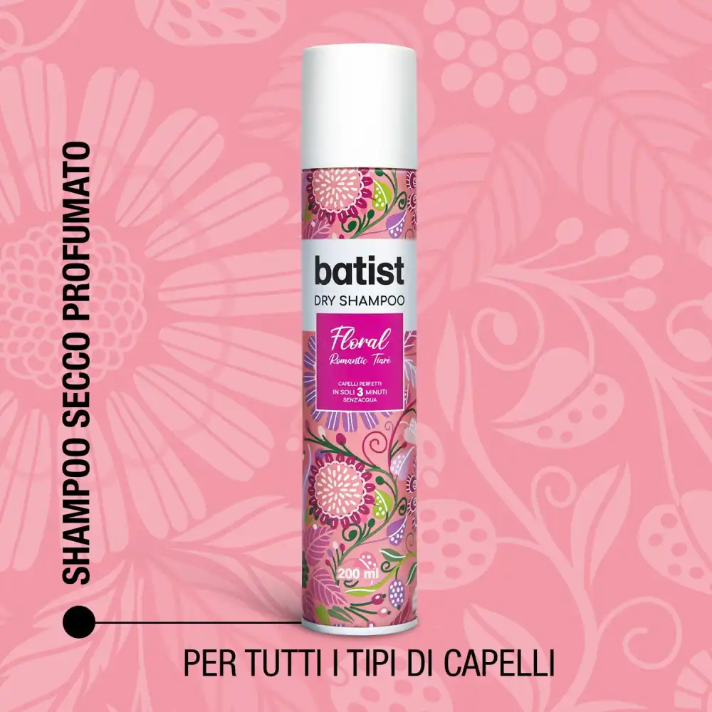 Batist Shampoo Secco Floral 2x200 ml, profumo di tiaré e gelsomino per tutti i capelli