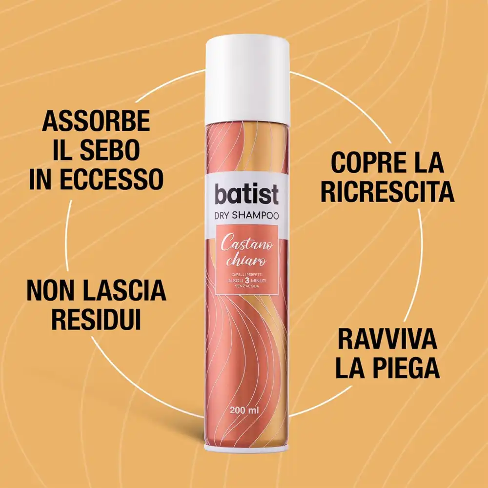 Batist Shampoo Secco Castano Chiaro 2 x 200 ml, per capelli perfetti in 3 minuti