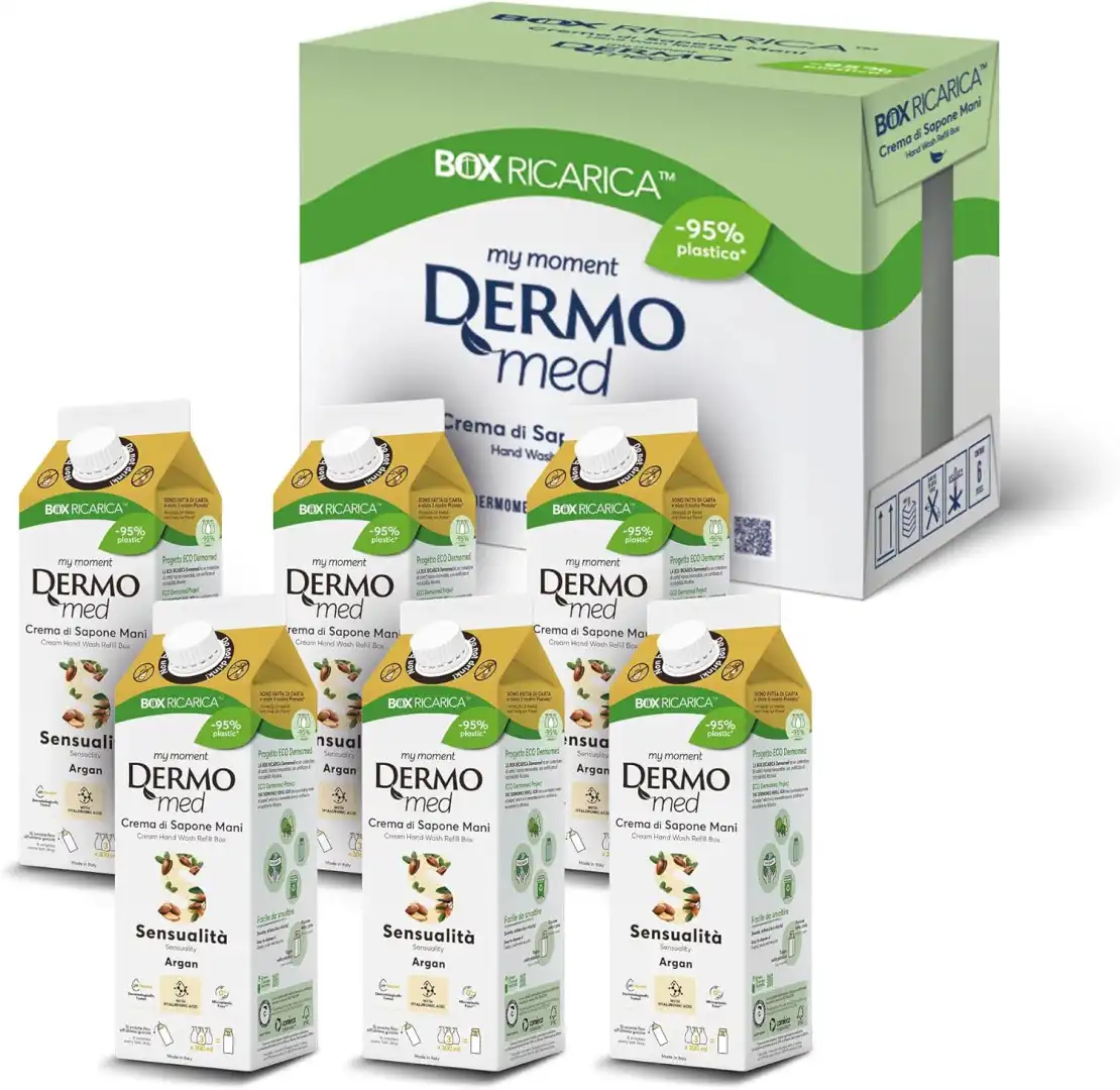 Dermomed Sapone Mani Sensualità Argan Eco Ricarica 6x900ml Idrata e Nutre