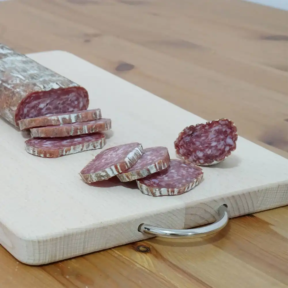 Tagliere in Legno di Faggio Naturale con Manico in Ferro 35x22x1.8h Vassoio