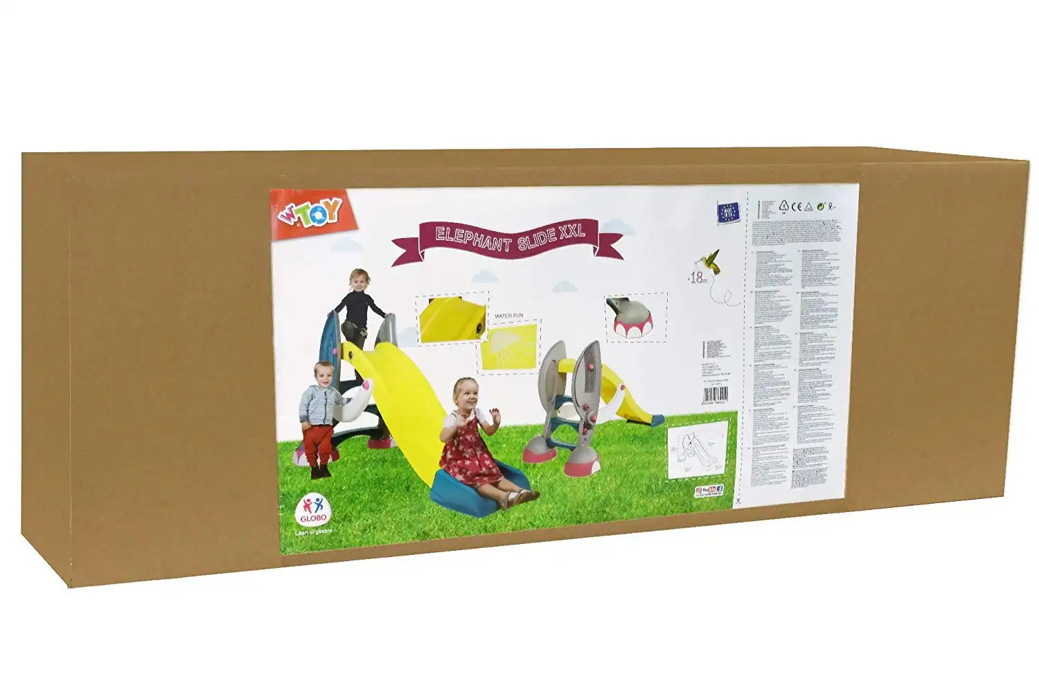 Scivolo Elefante in Plastica 204x112x123 Cm Con Occhi Zampe e Proboscide Lunga