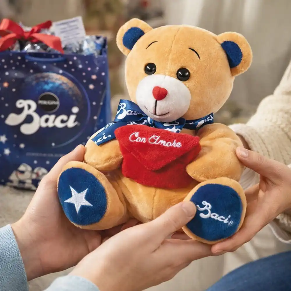 Perugina Baci Peluche Orso Blu con Cioccolatini Fondente Idea Regalo 100 g