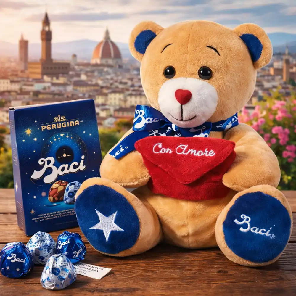Perugina Baci Peluche Orso Blu con Cioccolatini Fondente Idea Regalo 100 g