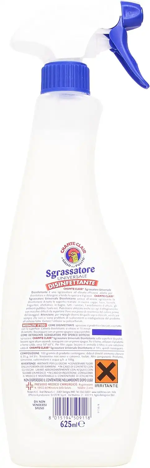 12 ChanteClair Sgrassatore Universale Disinfettante 625ml Spray Igienizzante