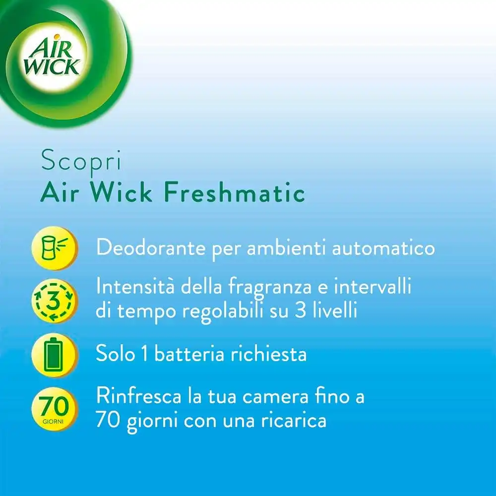 6x Airwick Freshmatic Ricarica 250ml – Vaniglia e Thè Bianco per Ambienti