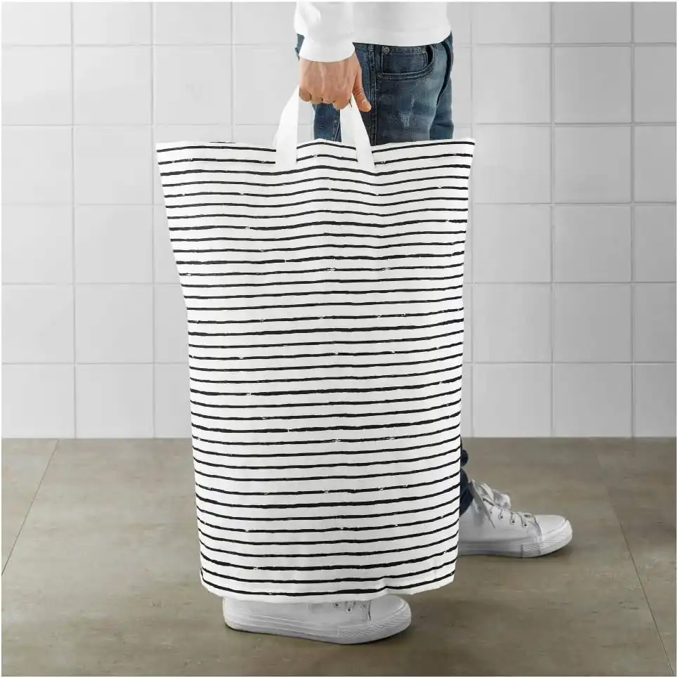 KLUNKA Sacco per il Bucato 60L Bianco/Nero, Pratico e Capiente per la Lavanderia