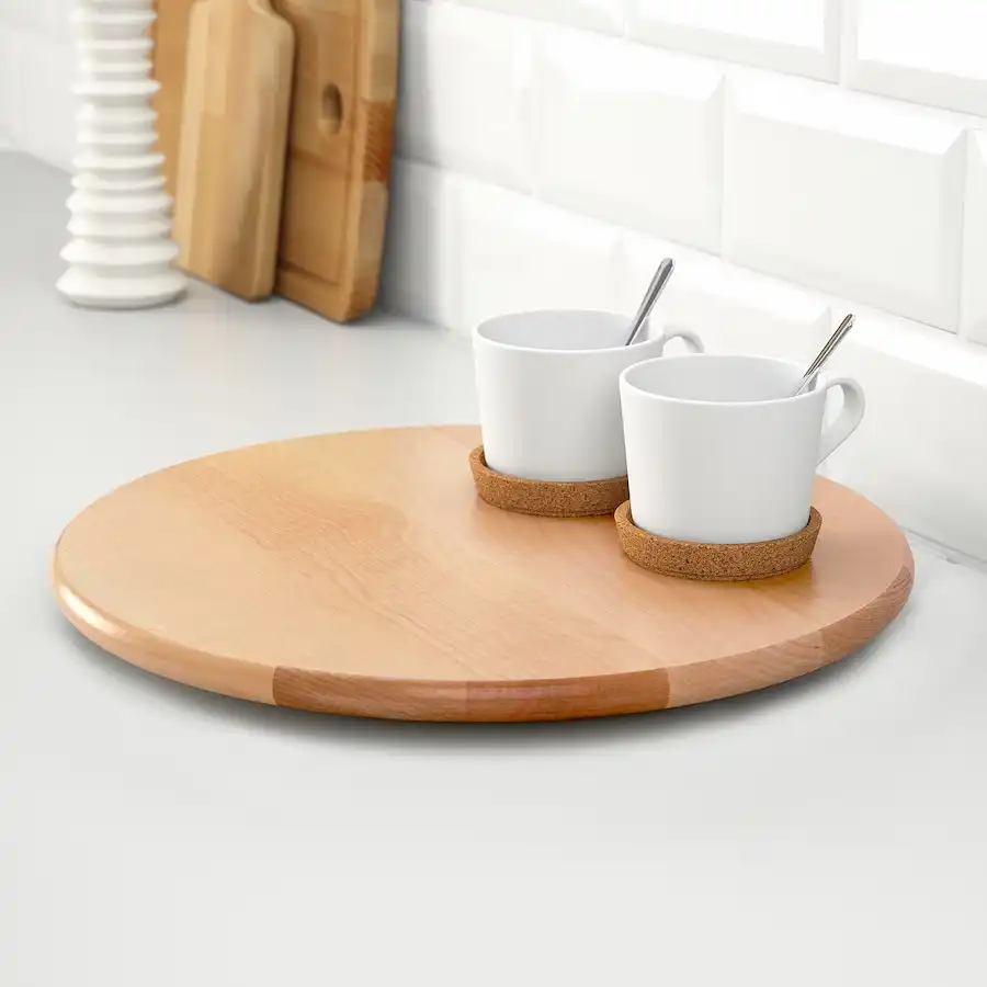 Vassoio Girevole in Legno Massiccio 39 cm – Elegante, Solido e Funzionale